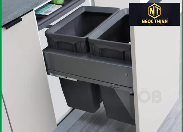 Thùng đựng rác ray âm giảm chấn 2 khoang C1A06-145 tại Phú Thạnh